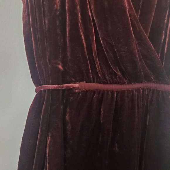 ARTIZIA Rich Silk Velvet Crossover Mini Dress Pockets Tie Belt Evening Boho Chic - Picture 2 of 9